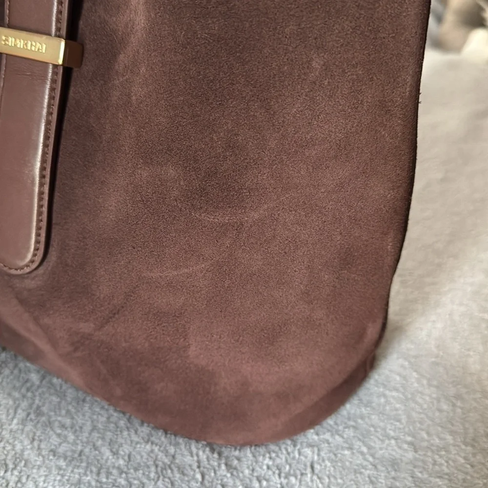 SIMKHAI Khai Suede Hobo Shoulder Bag in Cacao - Picture 15 of 17